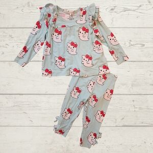 Posh Peanut Hello Kitty Ghost Glow In The Dark Top And Bow Leggings- Size 6-12m